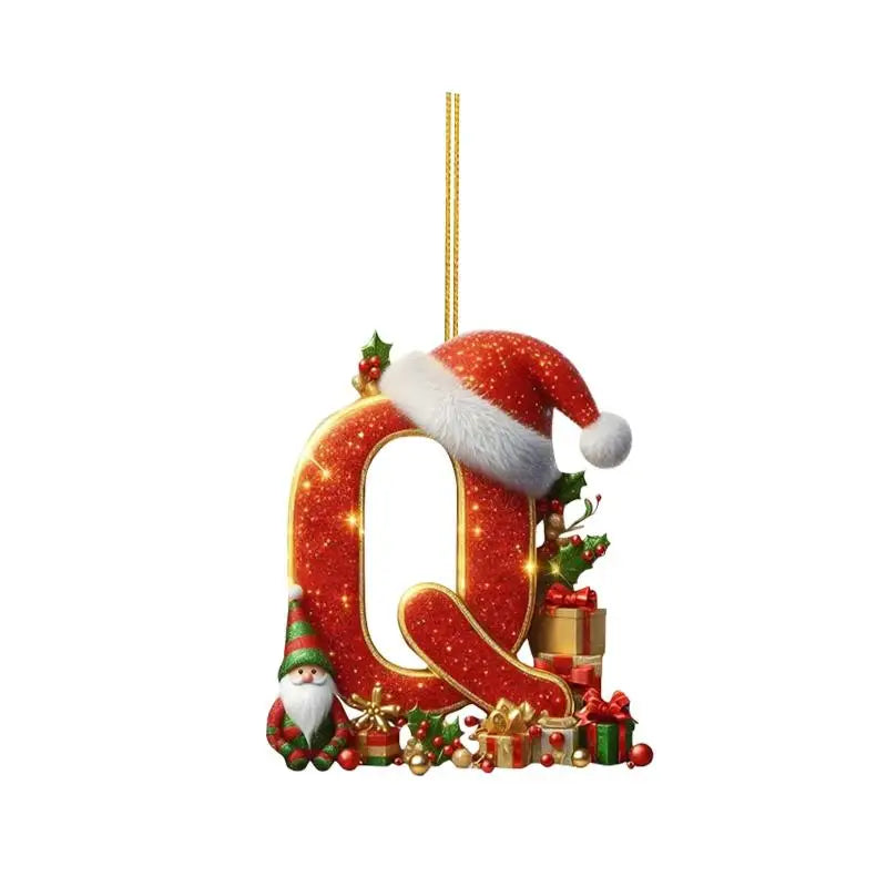 Christmas 26 Letters Ornament Personalized Flat Hanging Pendant for Xmas Tree Home Holiday Festive Party Decoration