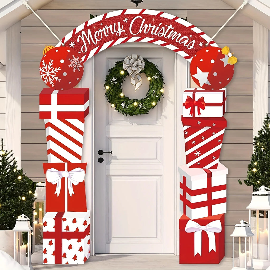 Christmas Hanging Door Banner Merry Christmas Decoration for Home festival Gift Box Xmas Door Navidad Notal Noel New Year 2026