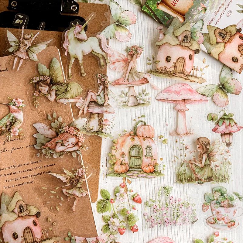 1~6Pack Fantasy of Elves Stickers Scrapbooking Decoration Material Perfect for Collage Journaling Craft Diy Supplies