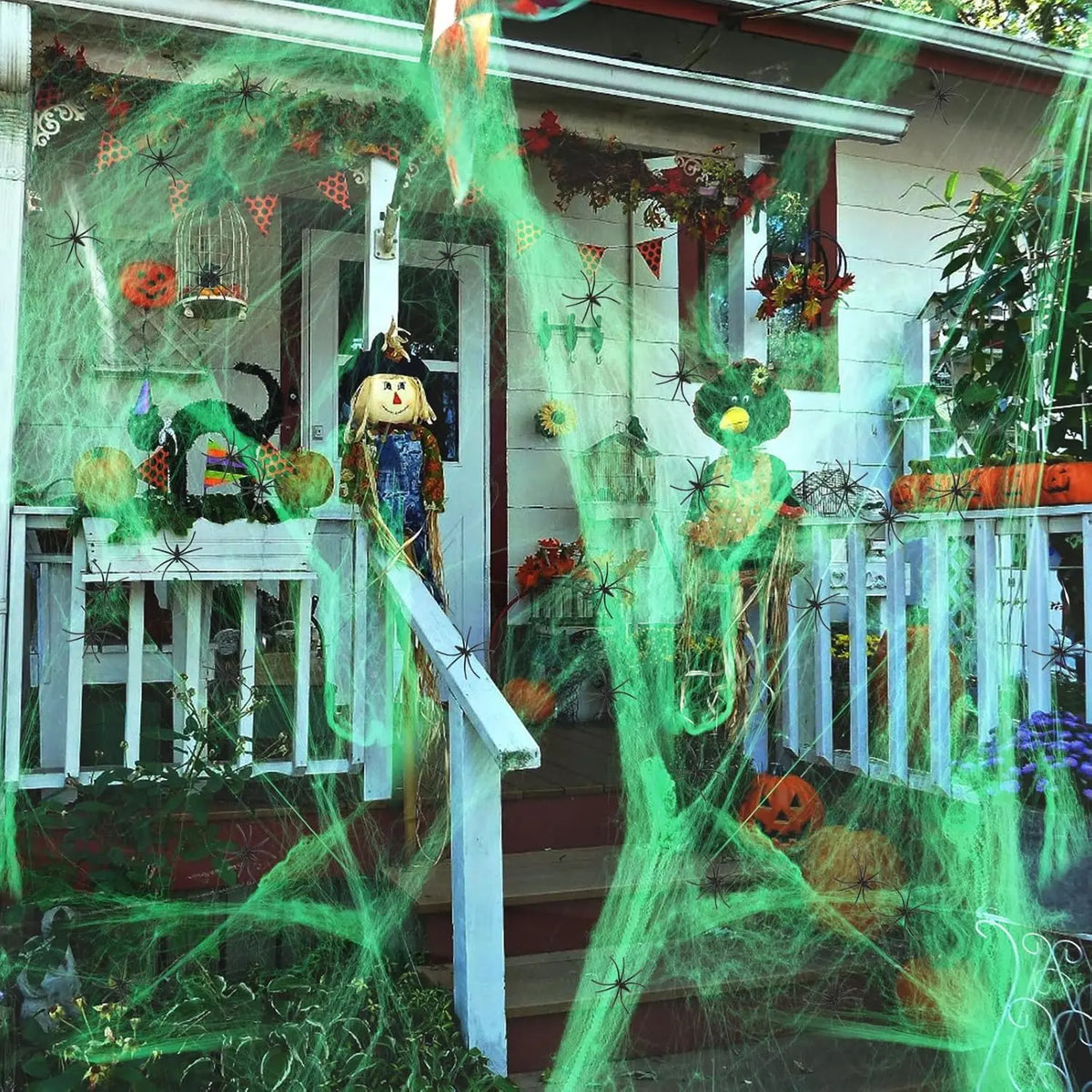 Wholesale Artificial Spider Web Halloween DIY Hanuted House Stretchy Cobwebs with Fake Spiders Indoor Outdoor Garden Party Decor