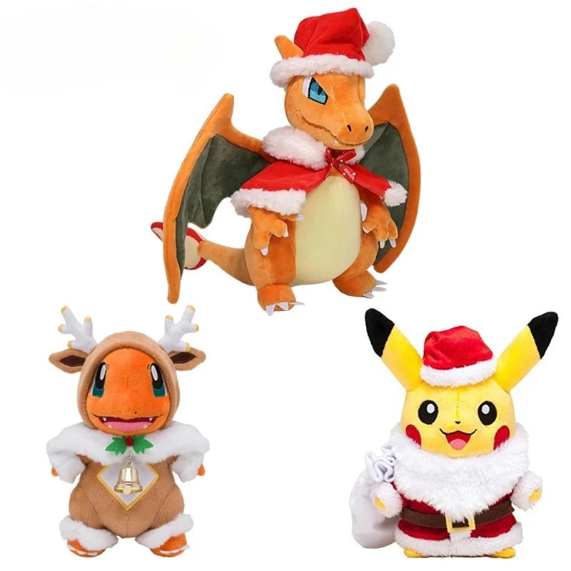 30cm Anime Christmas Style Plush Toys Charizard Charmander Soft Stuffed Peluche Doll Kids Child Xmas Birthday Gifts