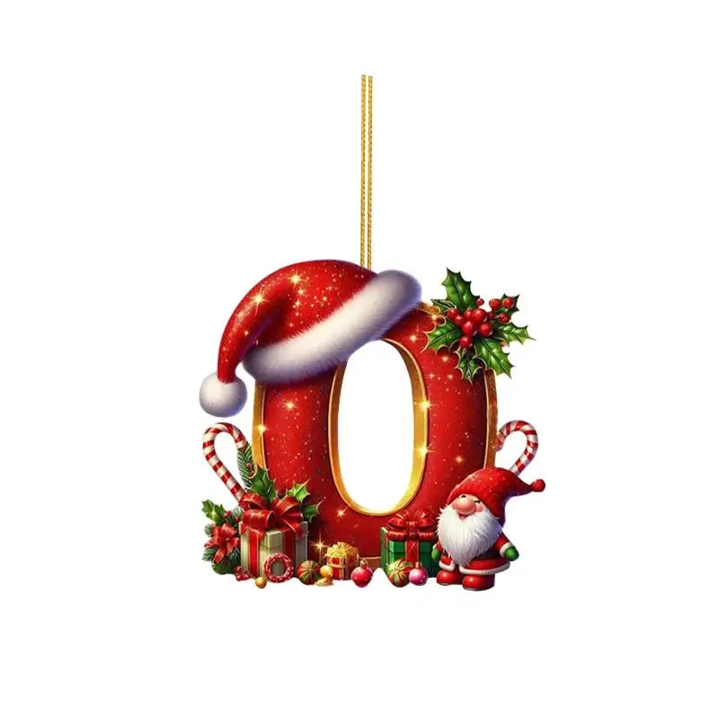 Christmas 26 Letters Ornament Personalized Flat Hanging Pendant for Xmas Tree Home Holiday Festive Party Decoration