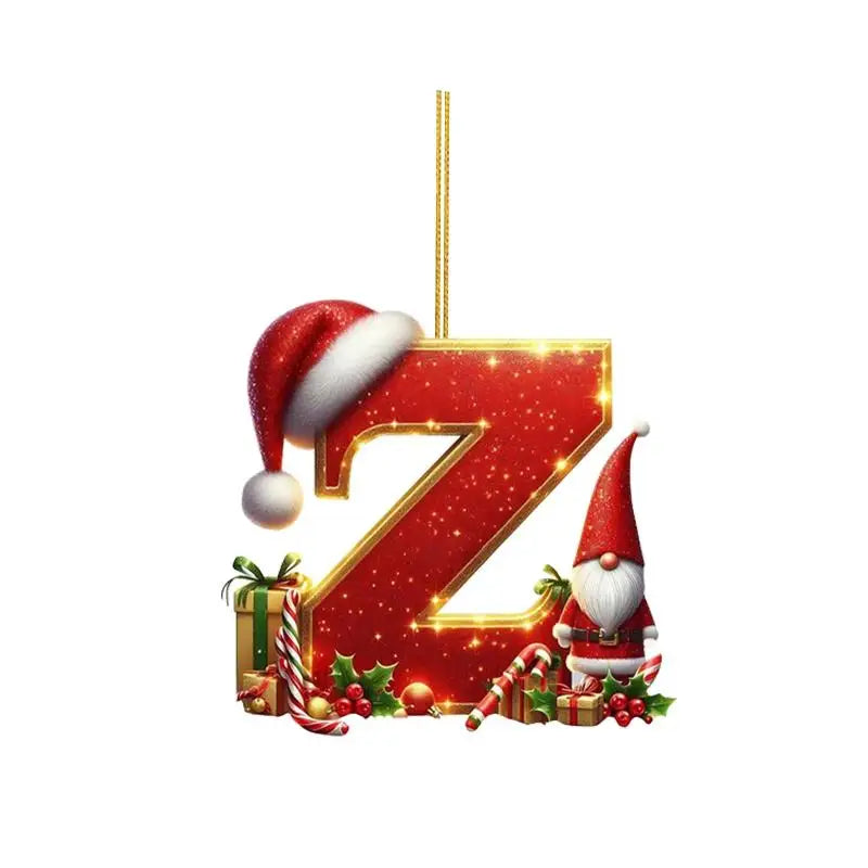 Christmas 26 Letters Ornament Personalized Flat Hanging Pendant for Xmas Tree Home Holiday Festive Party Decoration