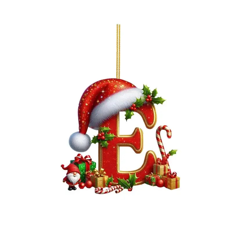 Christmas 26 Letters Ornament Personalized Flat Hanging Pendant for Xmas Tree Home Holiday Festive Party Decoration