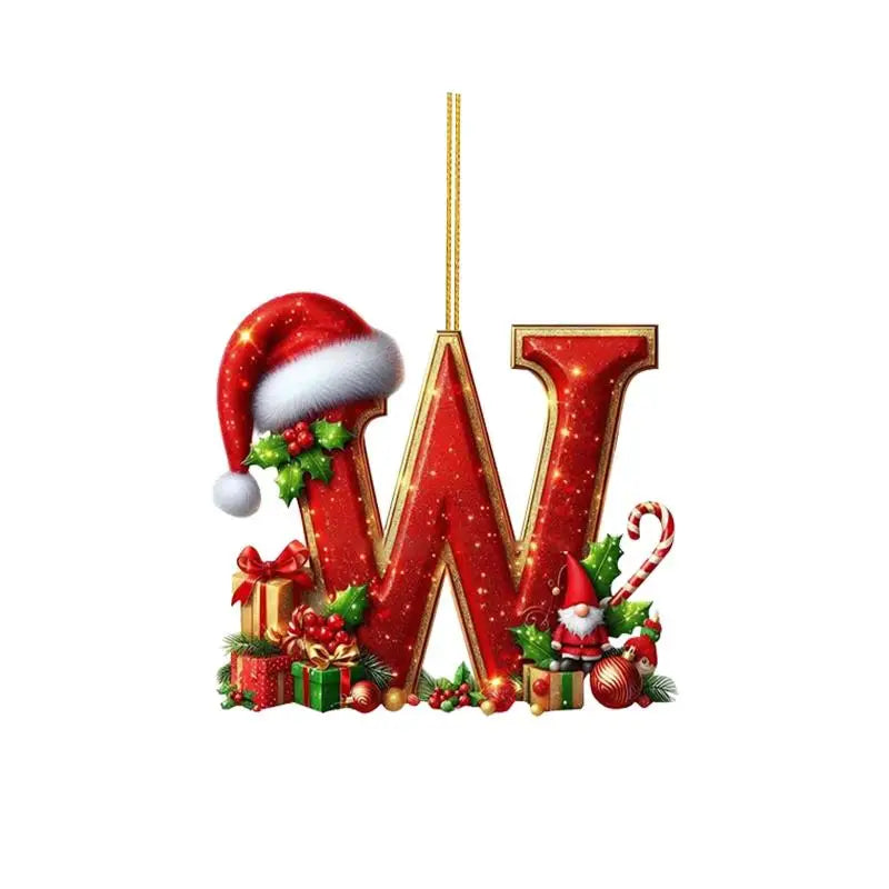 Christmas 26 Letters Ornament Personalized Flat Hanging Pendant for Xmas Tree Home Holiday Festive Party Decoration