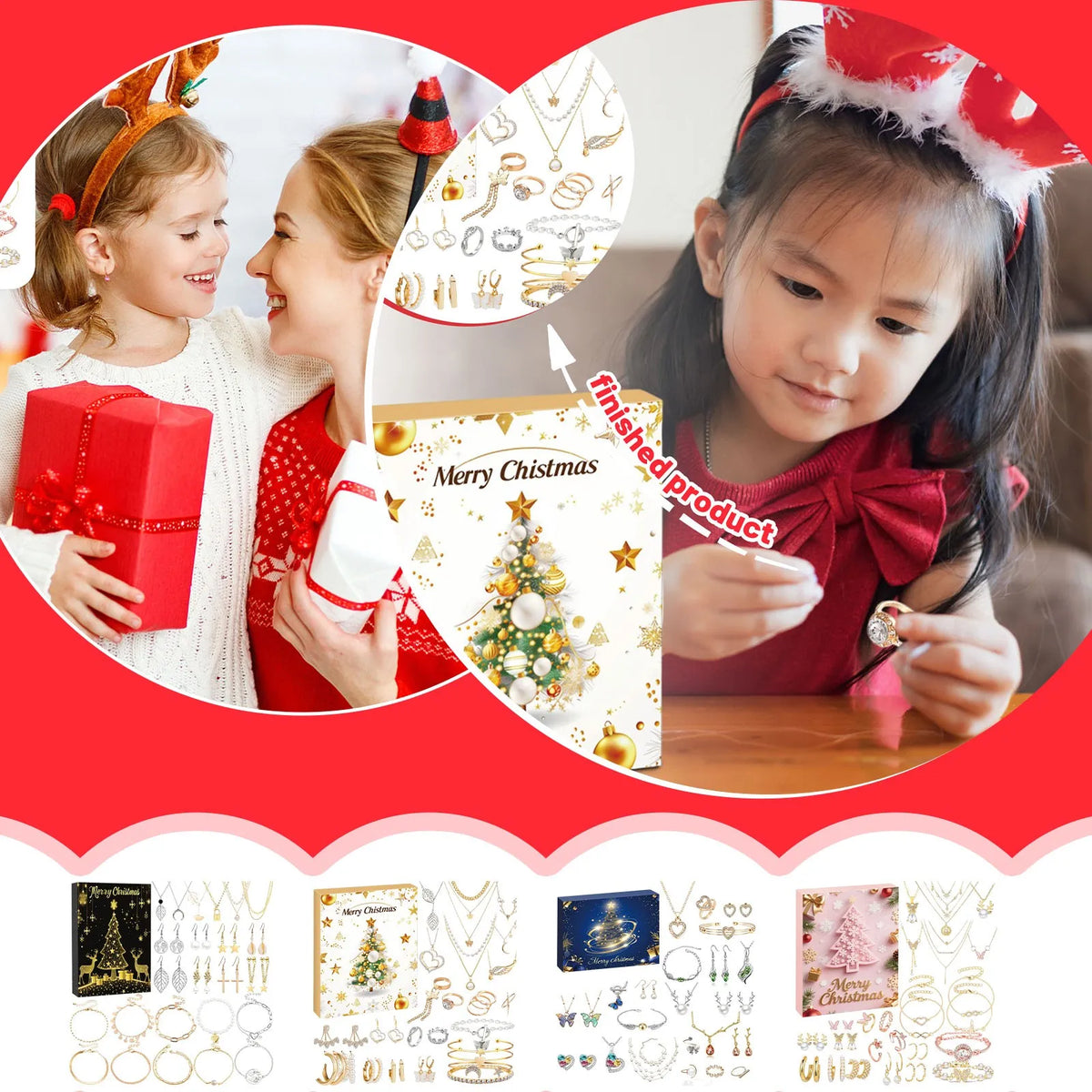 Christmas Countdown Calendar 24 Days Christmas Countdown Advent Calendar Necklace Bracelet Earrings Christmas Gifts