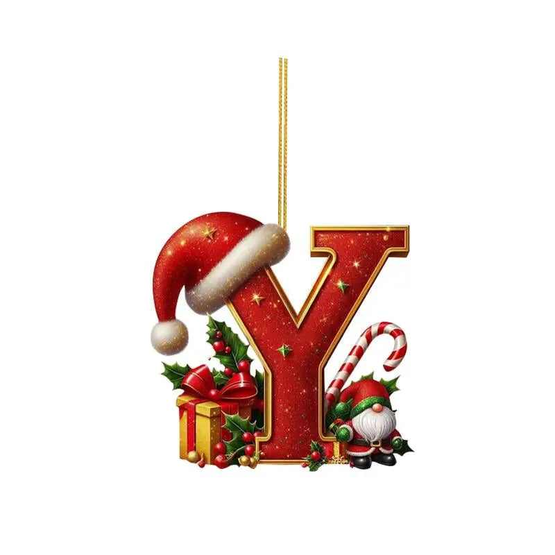 Christmas 26 Letters Ornament Personalized Flat Hanging Pendant for Xmas Tree Home Holiday Festive Party Decoration