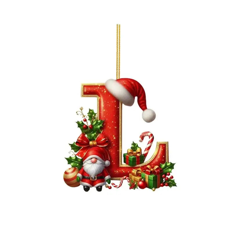 Christmas 26 Letters Ornament Personalized Flat Hanging Pendant for Xmas Tree Home Holiday Festive Party Decoration