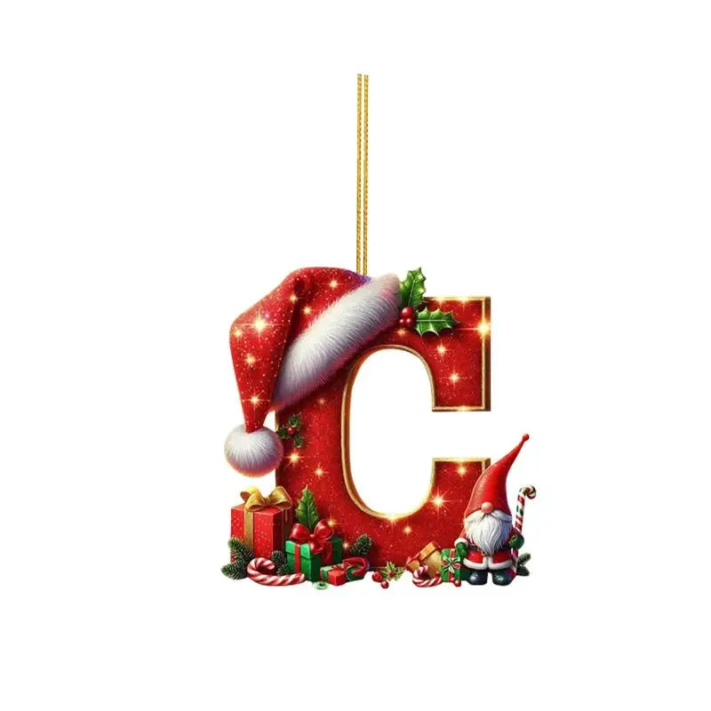 Christmas 26 Letters Ornament Personalized Flat Hanging Pendant for Xmas Tree Home Holiday Festive Party Decoration
