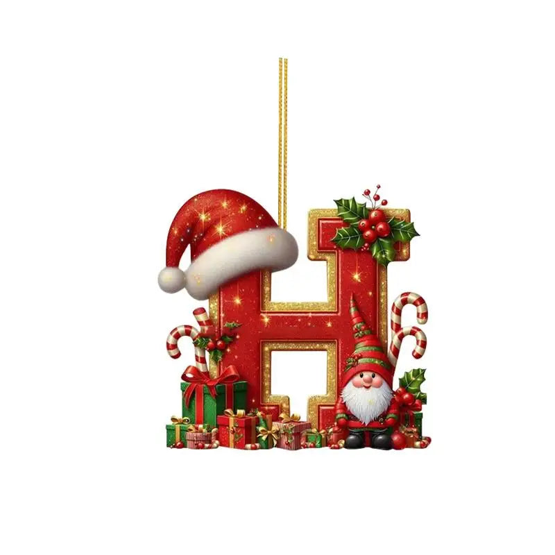 Christmas 26 Letters Ornament Personalized Flat Hanging Pendant for Xmas Tree Home Holiday Festive Party Decoration