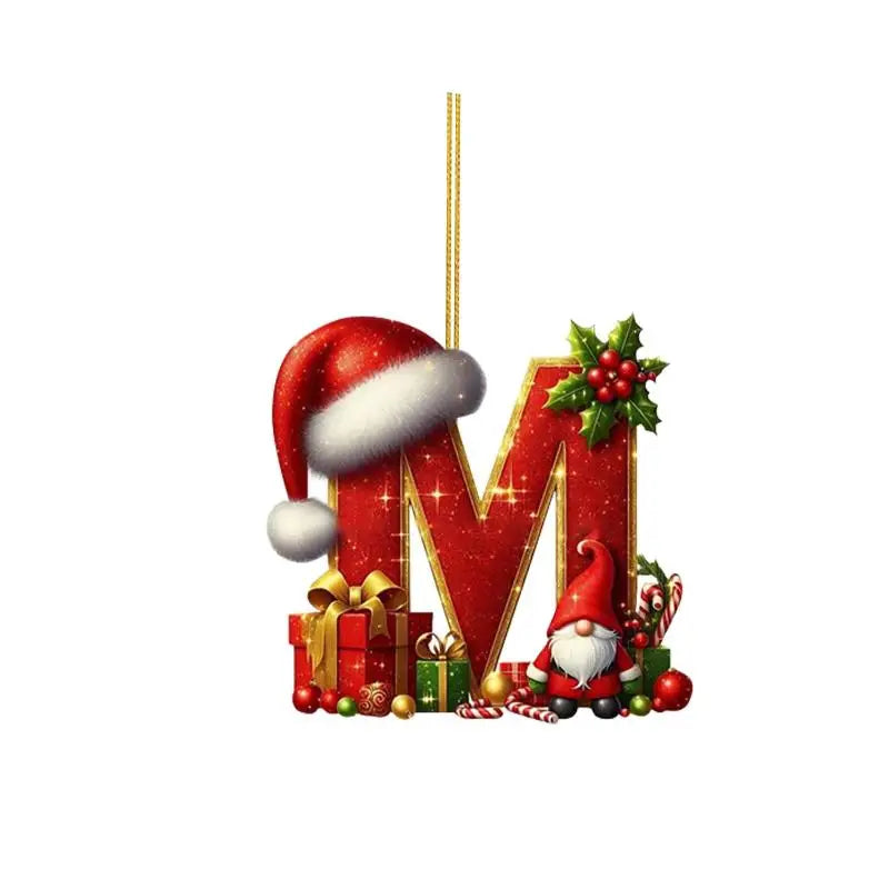 Christmas 26 Letters Ornament Personalized Flat Hanging Pendant for Xmas Tree Home Holiday Festive Party Decoration