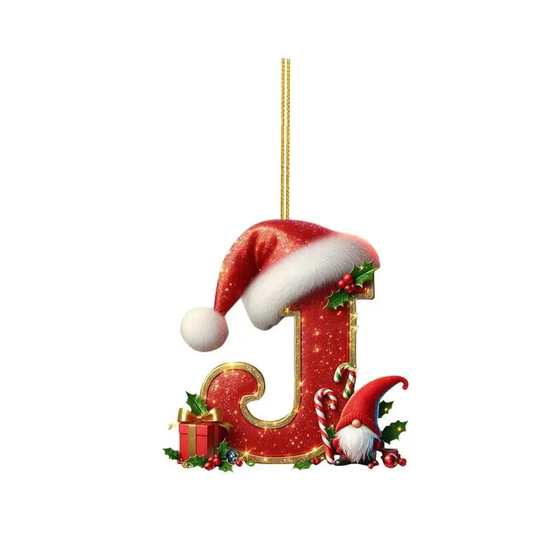 Christmas 26 Letters Ornament Personalized Flat Hanging Pendant for Xmas Tree Home Holiday Festive Party Decoration