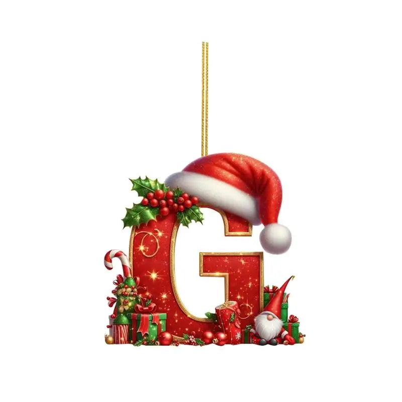 Christmas 26 Letters Ornament Personalized Flat Hanging Pendant for Xmas Tree Home Holiday Festive Party Decoration
