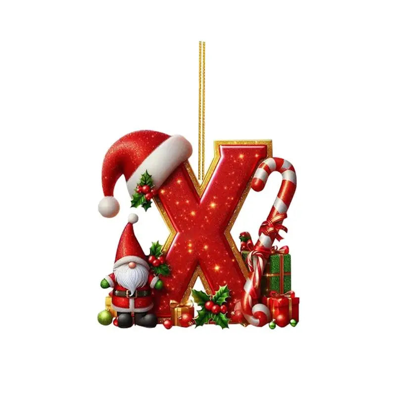 Christmas 26 Letters Ornament Personalized Flat Hanging Pendant for Xmas Tree Home Holiday Festive Party Decoration