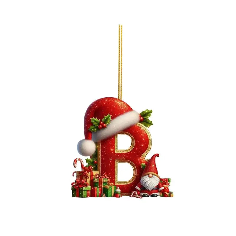 Christmas 26 Letters Ornament Personalized Flat Hanging Pendant for Xmas Tree Home Holiday Festive Party Decoration
