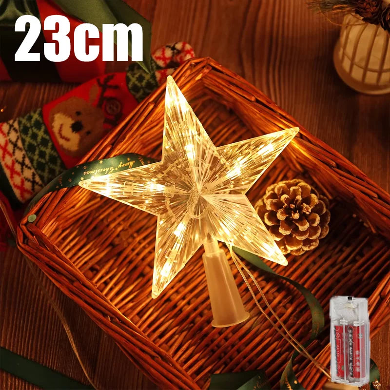Christmas Tree Top Star Light Glowing Star Lamp Christmas Decoration Home Party Supplies Navidad Holiday Ornament Gift