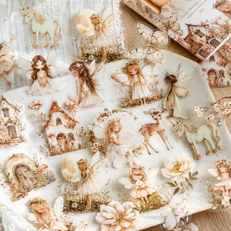 1~6Pack Fantasy of Elves Stickers Scrapbooking Decoration Material Perfect for Collage Journaling Craft Diy Supplies