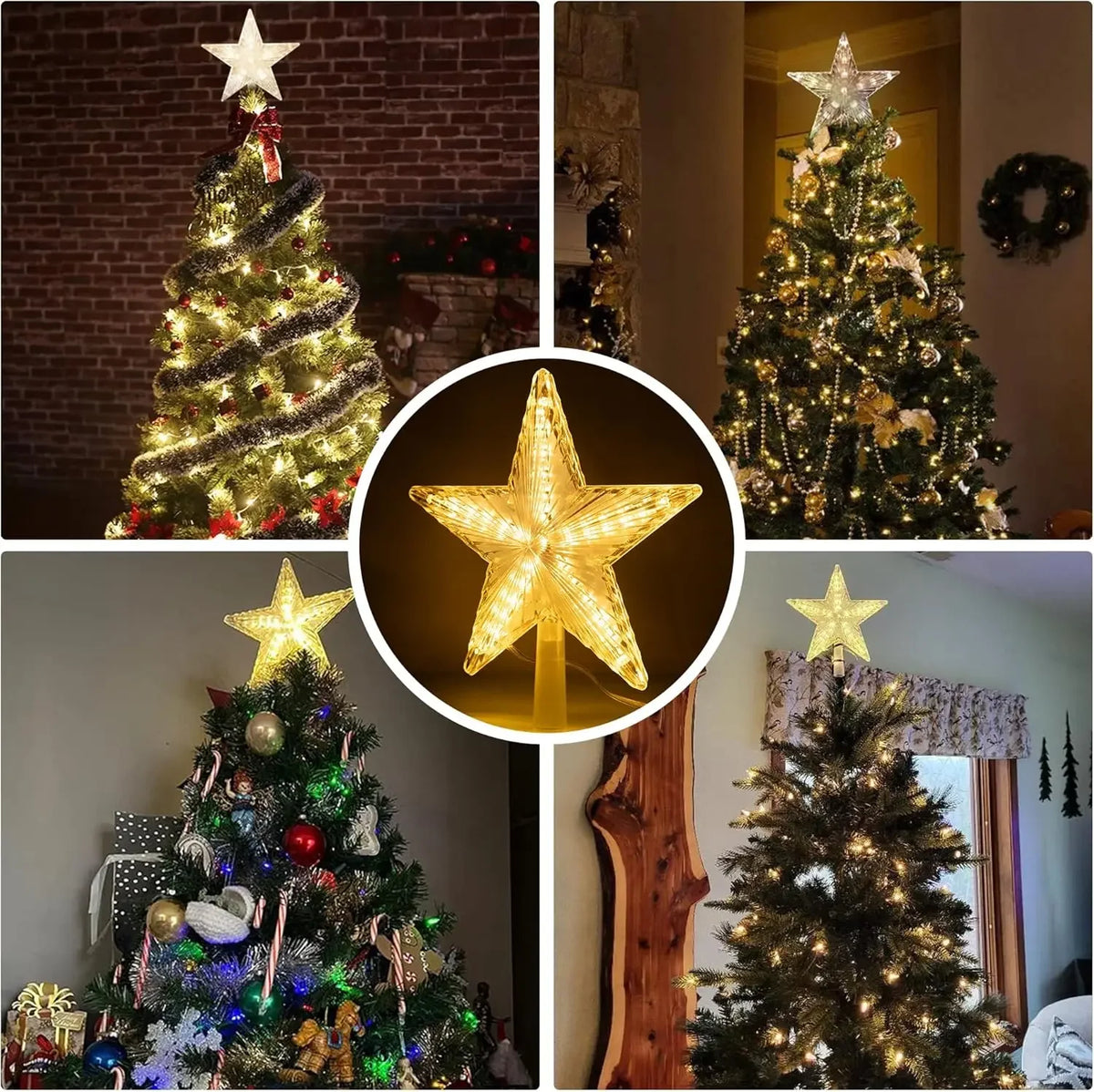 Christmas Tree Top Star Light Glowing Star Lamp Christmas Decoration Home Party Supplies Navidad Holiday Ornament Gift