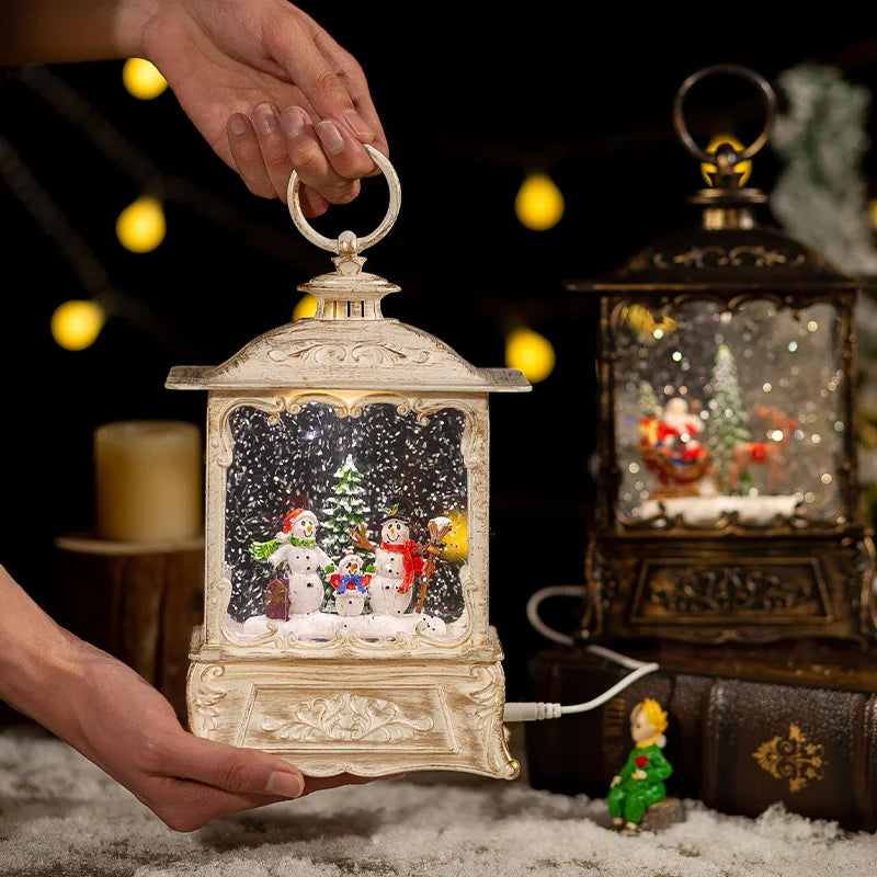 Christmas Music Box With Crystal Xmas Lights Ornaments Festive Decor For Home Party Tabletop Decoration Classic Christmas Gift