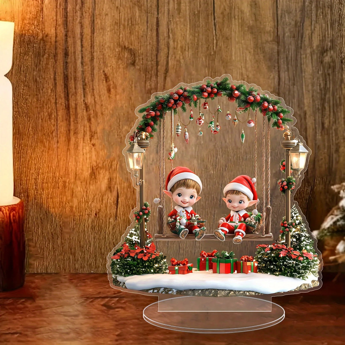 Classic Cute Christmas Elf 2D Acrylic Ornament Festive Design Ideal Home Office Bedroom Perfect Gift Christmas Seasonal Display