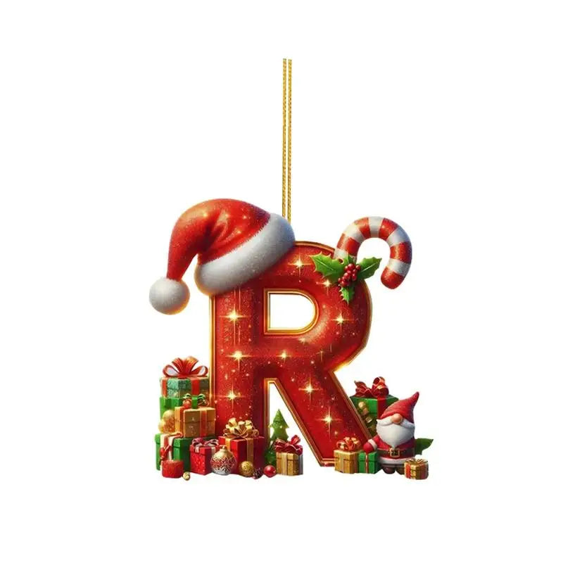 Christmas 26 Letters Ornament Personalized Flat Hanging Pendant for Xmas Tree Home Holiday Festive Party Decoration