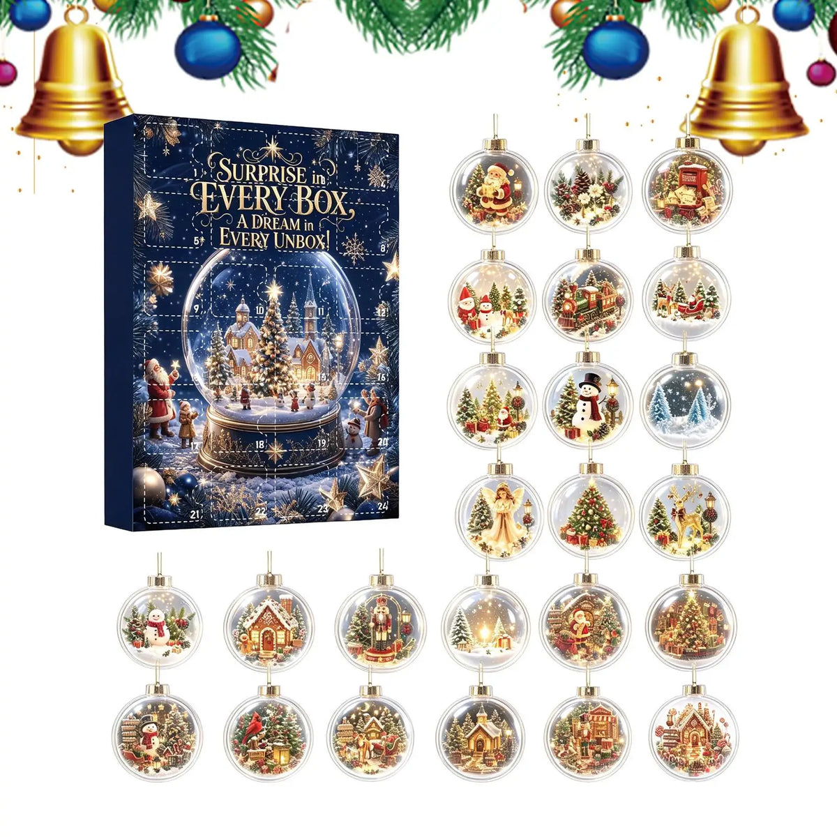 Christmas Countdown Calendar  Snowy landscape Ornaments Reusable 24-Day Classic  Flat Keepsake Acrylic Ornaments  for Homeowners