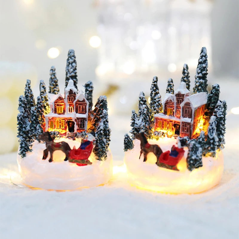 Christmas Decorations  LED Night Lights Luminous Micro Landscape House Children's Creative Gift Christmas New Year Ornaments