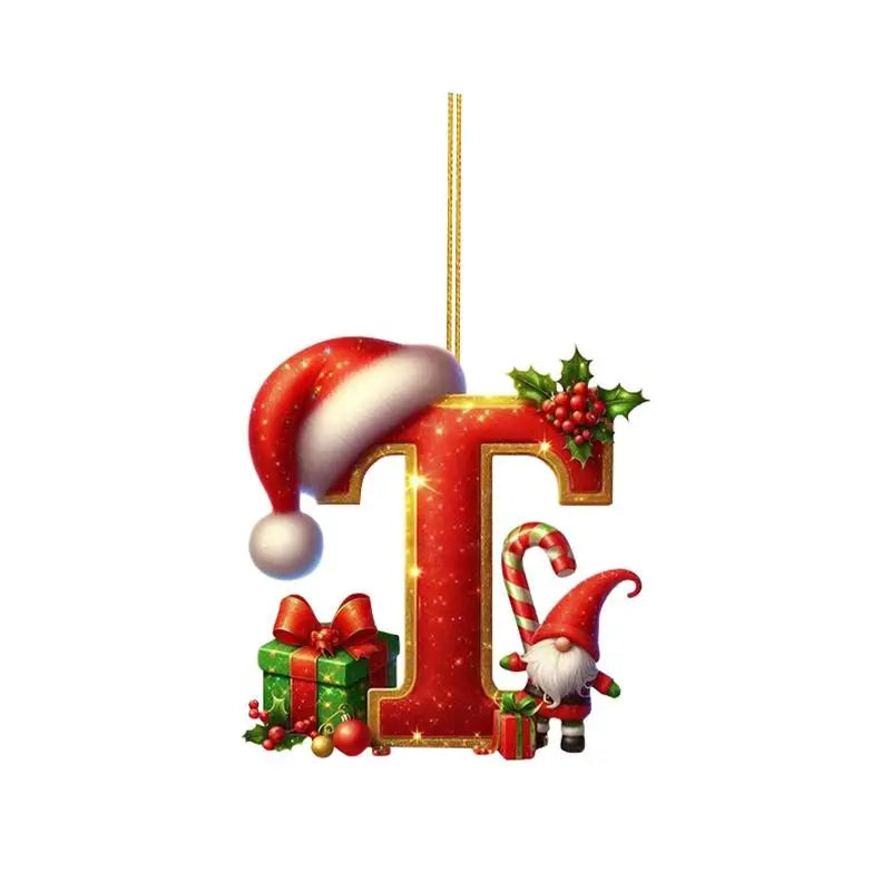 Christmas 26 Letters Ornament Personalized Flat Hanging Pendant for Xmas Tree Home Holiday Festive Party Decoration