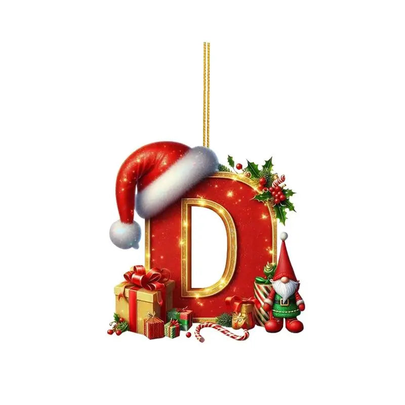 Christmas 26 Letters Ornament Personalized Flat Hanging Pendant for Xmas Tree Home Holiday Festive Party Decoration