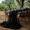 Large Black Sheer Tulle - Halloween Spooky Party Decor, Elegant Door Curtain, Wall & Table Decoration