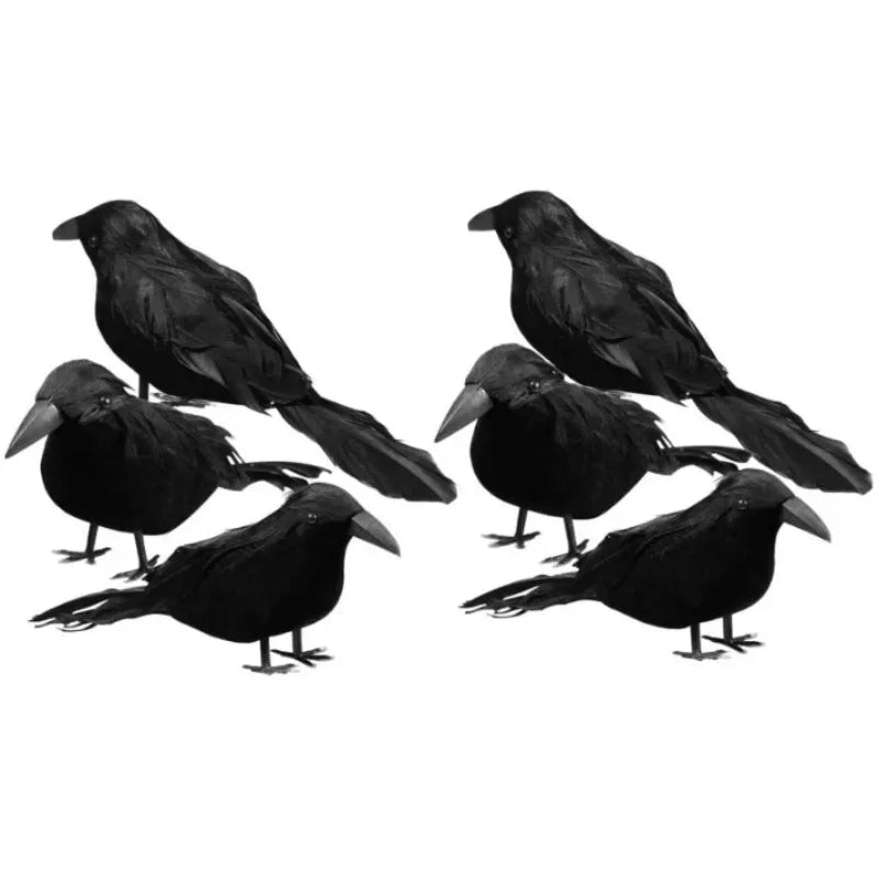 Realistic Artificial Crows Party Ornament Halloween Decorations 2023 Halloween Party Props Horror Crow Decoration 6pcs