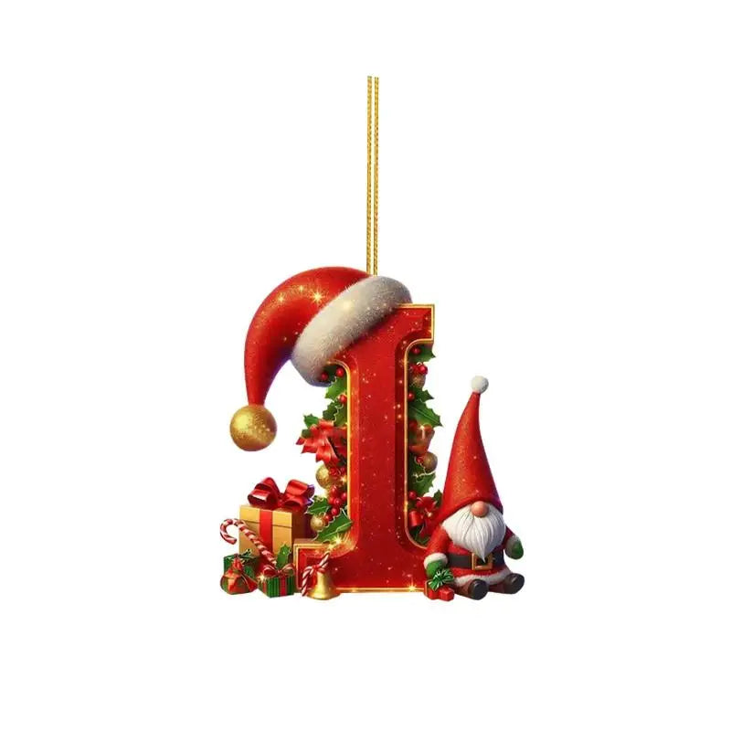 Christmas 26 Letters Ornament Personalized Flat Hanging Pendant for Xmas Tree Home Holiday Festive Party Decoration